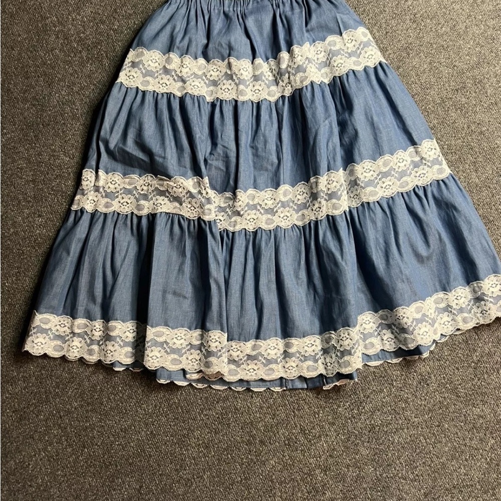Romancing The West Skirt Large Xl Lace Cotton Ruffle Cottage-core Peasant - Picture 4 of 6